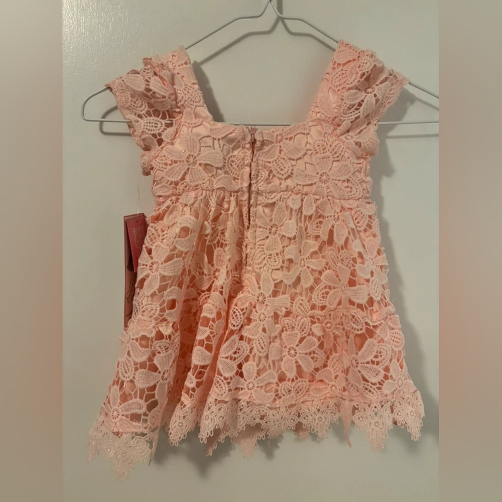 Rare Editions Peach Lace Dress - Picture 5 of 5